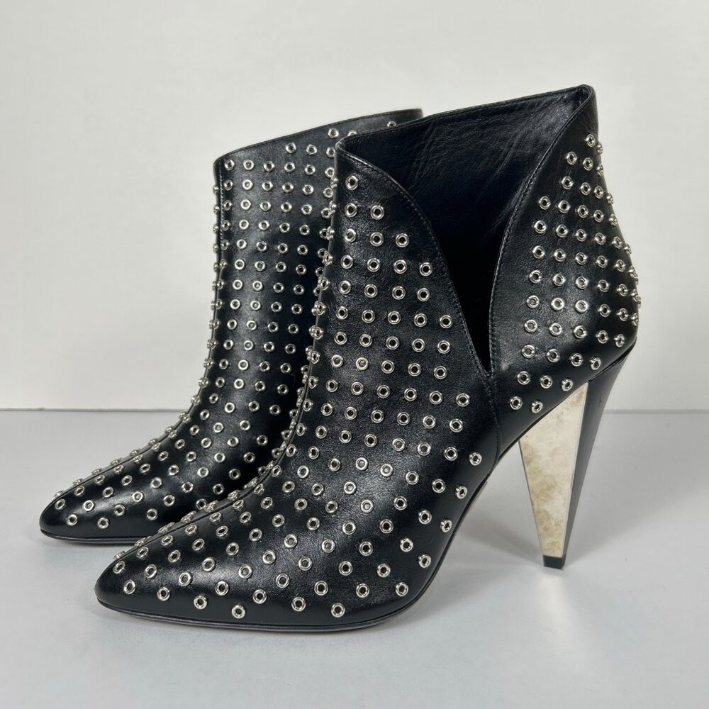 Michael Kors Collection Studded Leather Ankle Boots Italy Pointed Toe Stiletto S - Picture 2 of 15